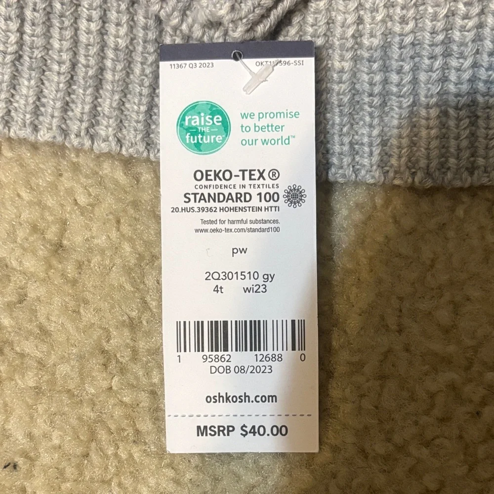 NWT boy’s 4T OshKosh B'gosh Gray and Black Sweater